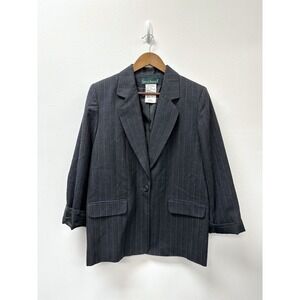 Vintage Harve Benard Wool Pinstripe Single Button Blazer Grey Size 12‎